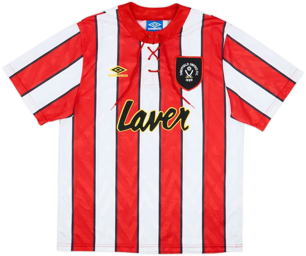 Sheffield United 1992-94 Home Shirt · Umbro Lace-Up Design Sponsored by Laver